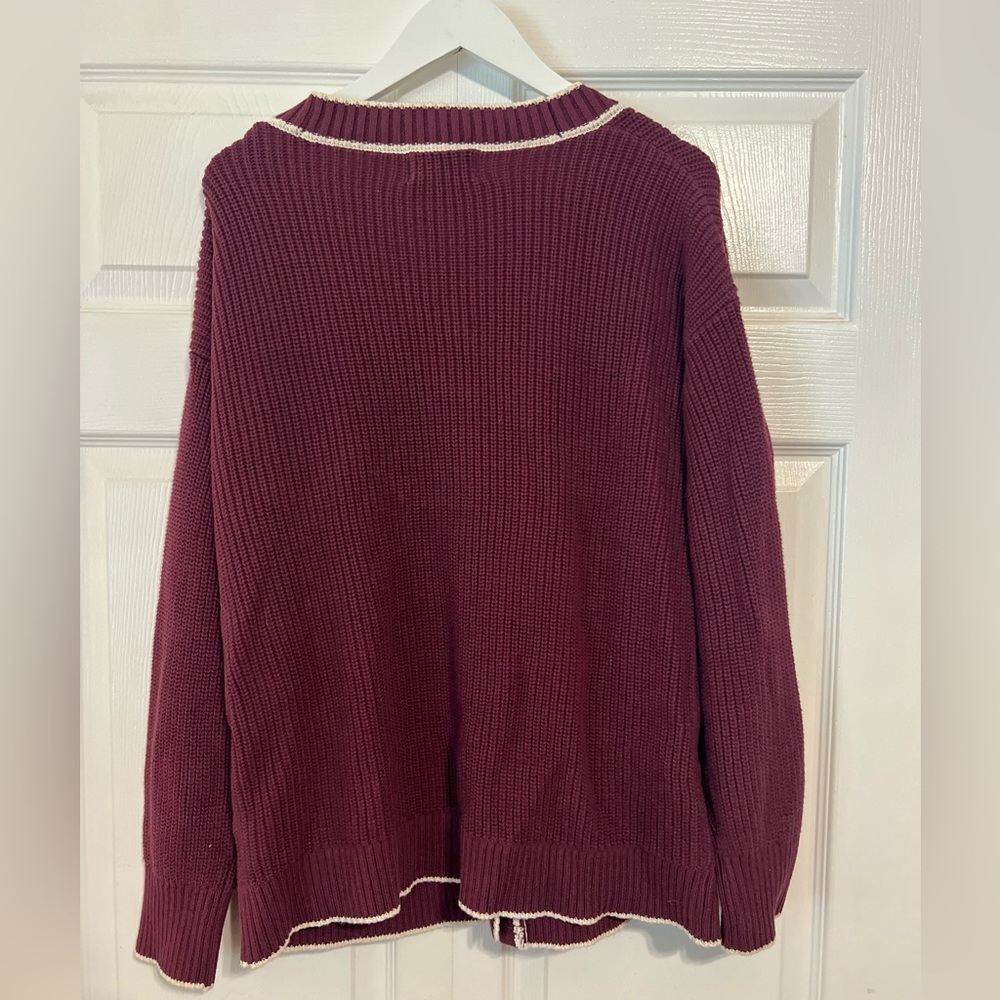 Old Navy Burgundy Cardigan with Cream Trim NWOT - Picture 7 of 7